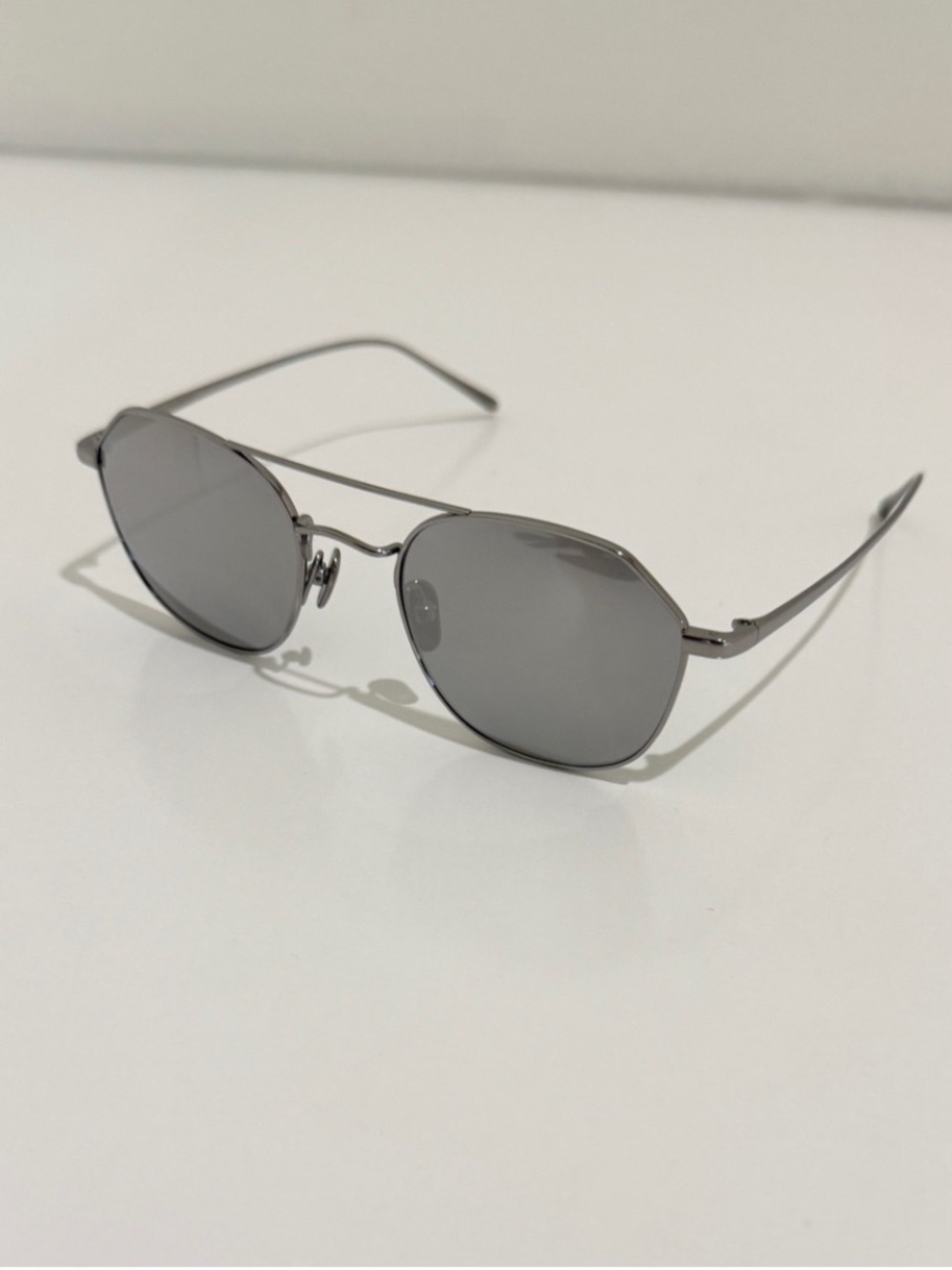 Linda Farrow Dante LFL977 Sunglasses 22K White Gold Aviator NIB Full Set